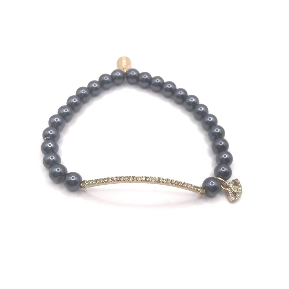 Express Evil Eye Gray Beaded Stretch Bracelet